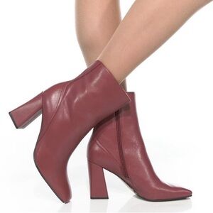 27 EDIT Naturalizer Lexi Ankle Boots Ruby Red Leather Size 7 (Worn Once)